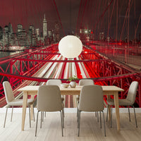 Subtle light trails effect in the beautiful Crimson City Lights Wall Mural design.