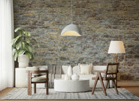 Textured grey mortar detail on Weathered Stone Brick Wall Mural.