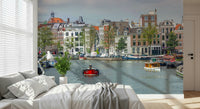 Inspiring home office with Dutch Waterway Charm Wall Mural.