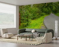 British Call Box Charm Wall Mural focal point for a library.