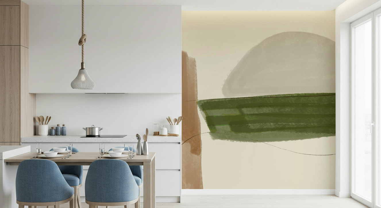 Abstract organic Minimalist Nature Tones Wall Mural shapes.