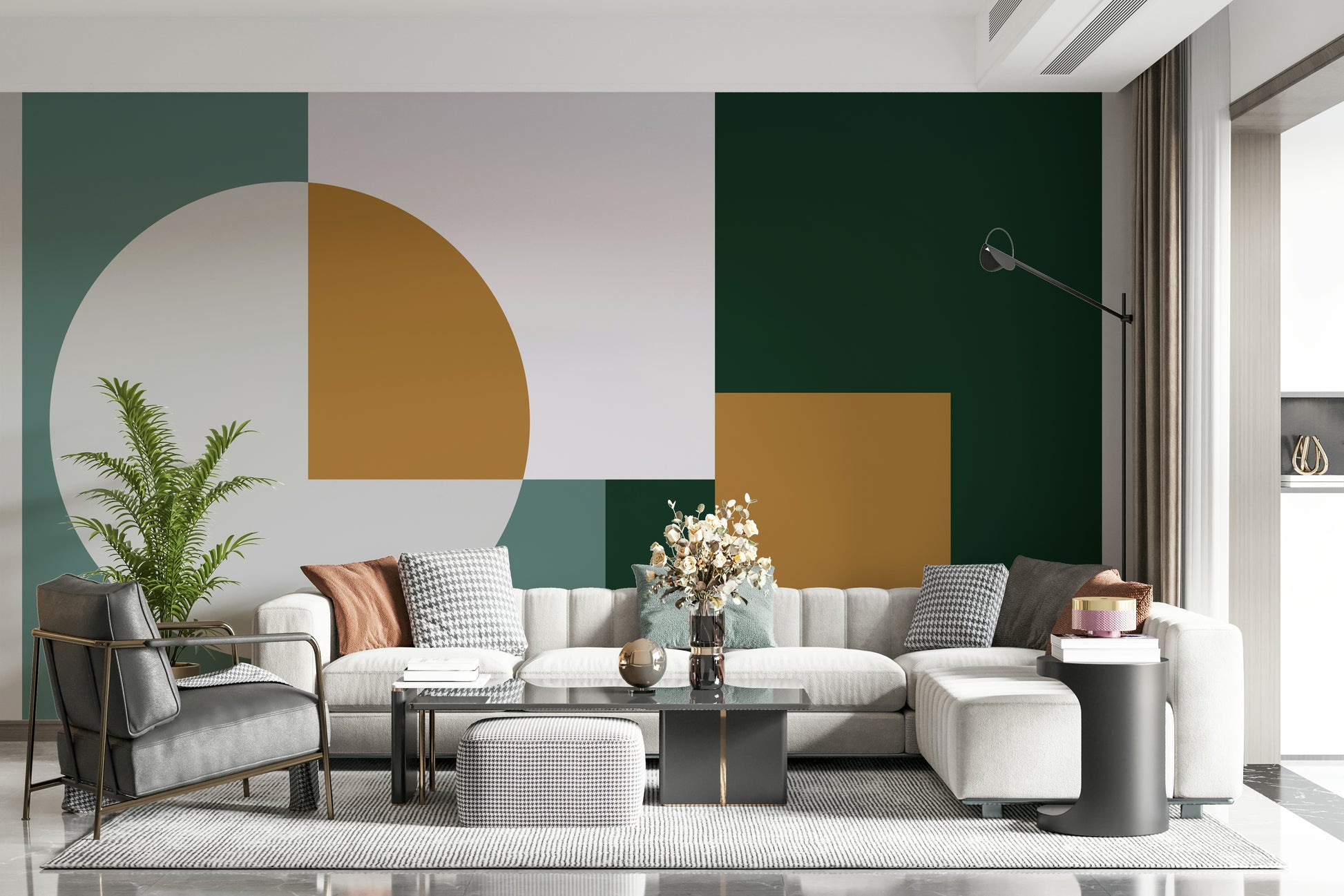 Overlapping graphic Modern Geometric Harmony Wall Mural elements.