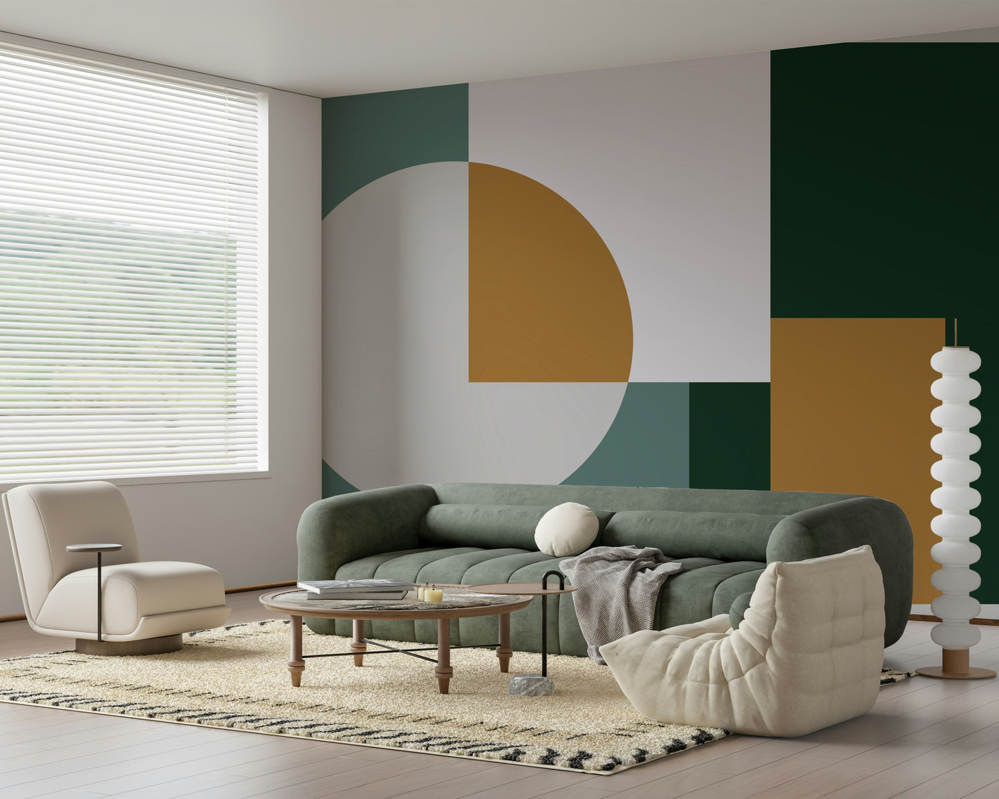 Clean line Modern Geometric Harmony Wall Mural graphic design.