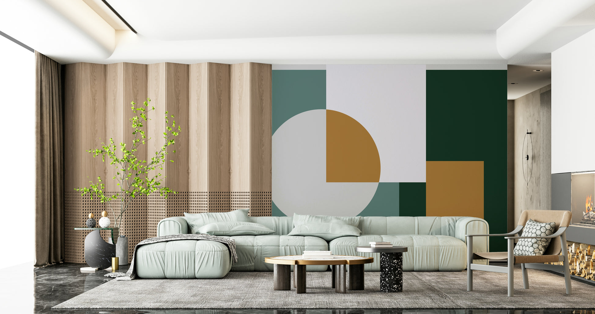 Contemporary wall Modern Geometric Harmony Wall Mural art backdrop.