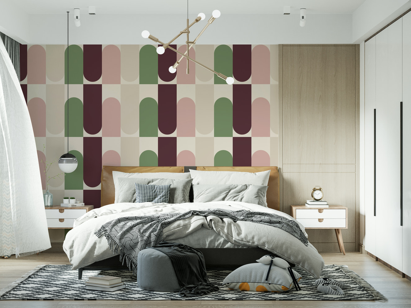 Abstract arch Contemporary Shapes Blend Wallpaper pattern.