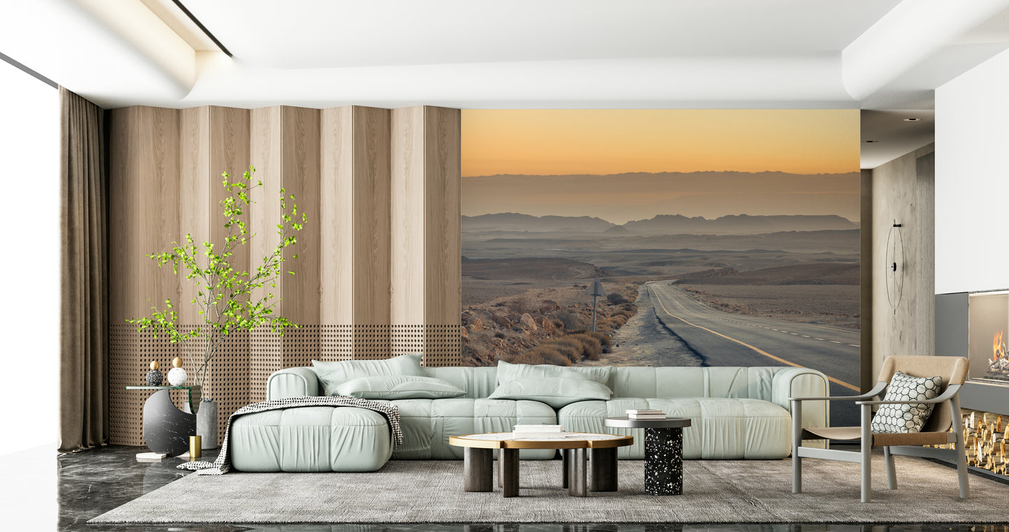 Open desert Traversing the Desert Wall Murall highway view.