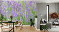 Peaceful interior Lavender Field Dream Wall Mural decor print.