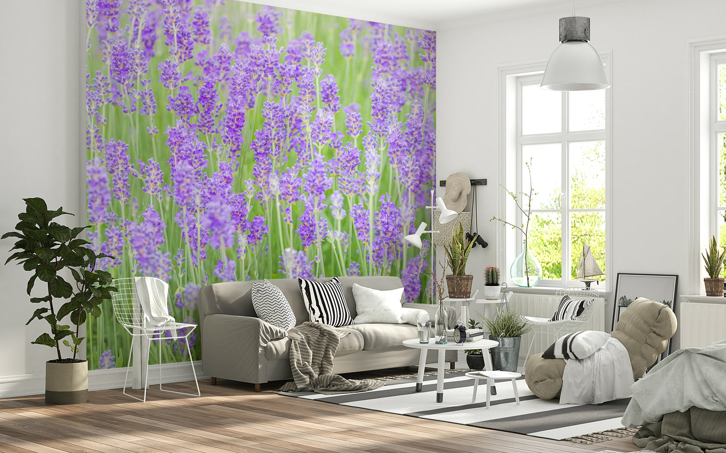 Airy meadow Lavender Field Dream Wall Mural visual texture.