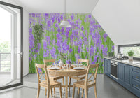 Close up Lavender Field Dream Wall Mural soft floral view.