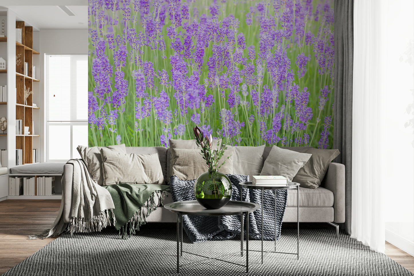Panoramic field Lavender Field Dream Wall Mural graphic detail.