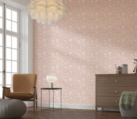 Calming botanical Blush blooming spring calming flowers Wallpaper motif.