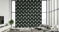 Bold repeating Luxe Palms Art Deco Tropical Flair Wallpaper design image.