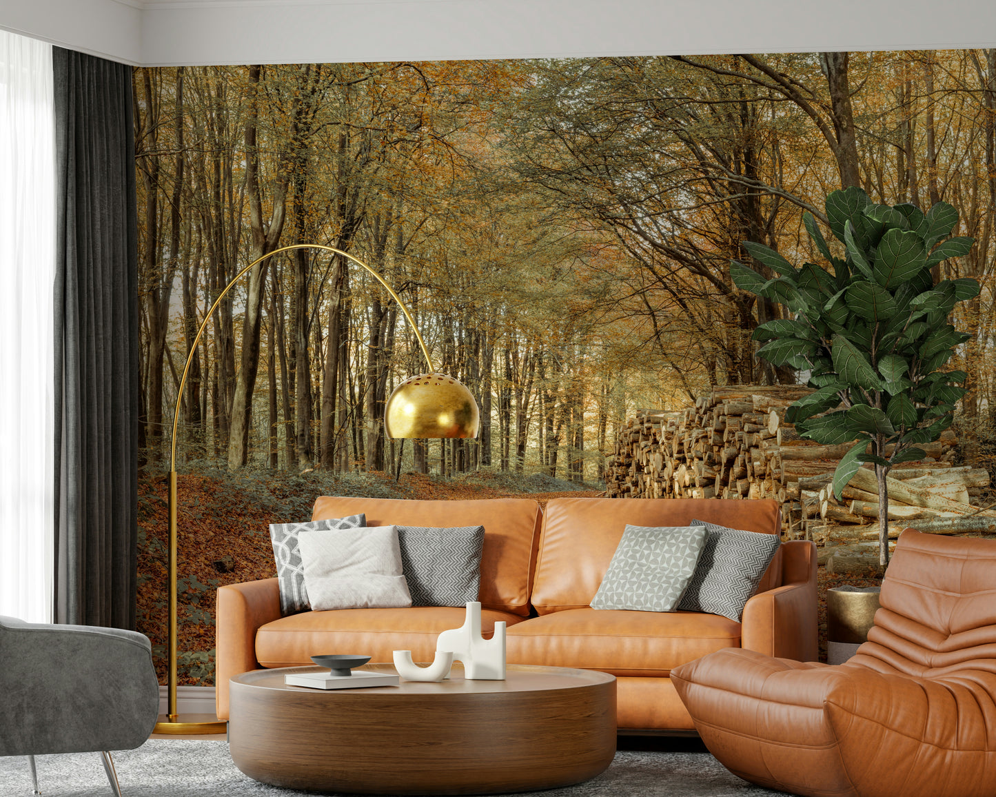 Autumnal colors Autumn Forest Scene Wall Mural wall decor.