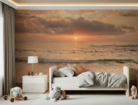 Soft clouds Gilded Shores at Dusk Wall Mural over horizon.