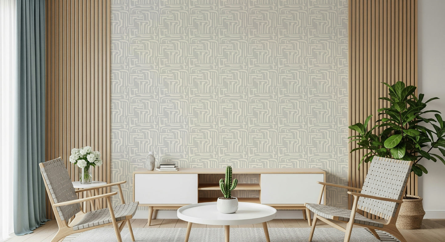 Subtle grey Abstract Maze Wallpaper Wallpaper texture print.