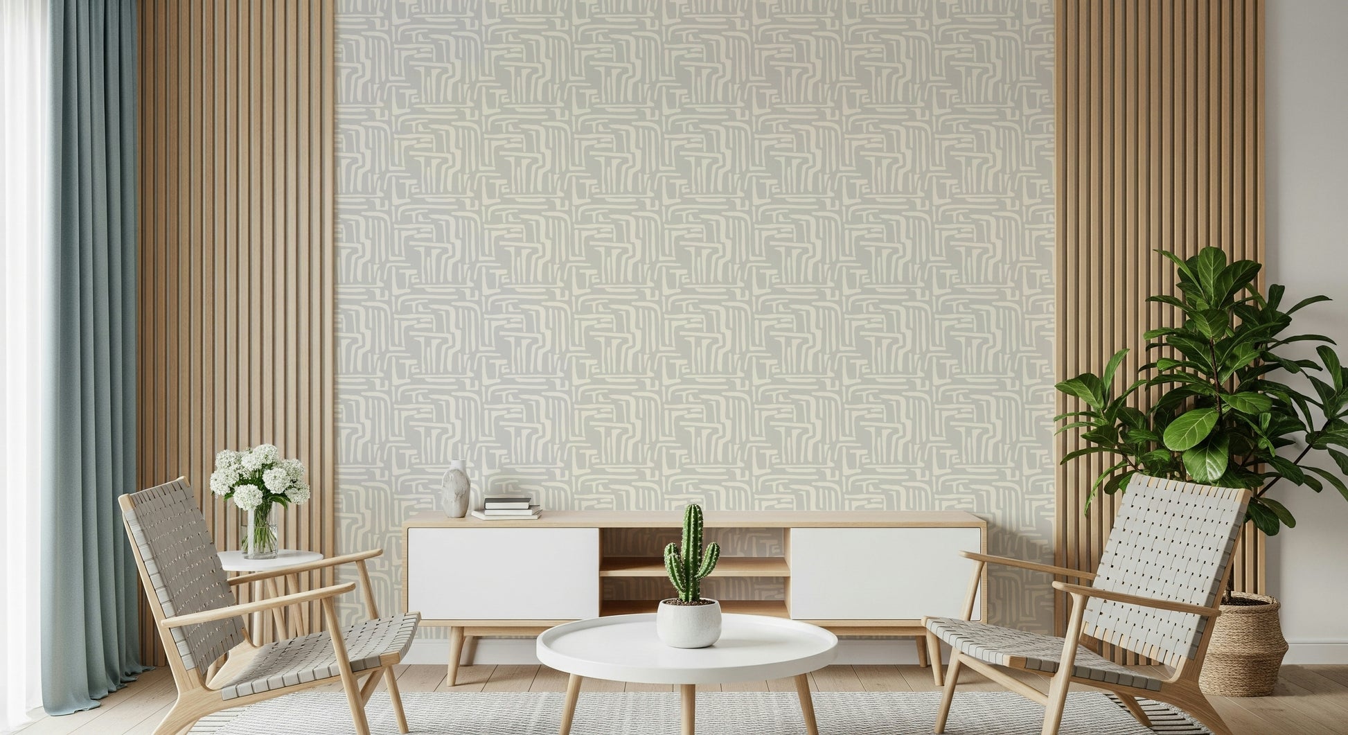 Subtle grey Abstract Maze Wallpaper Wallpaper texture print.