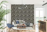 Hand-drawn style Modern Tribal Maze Wallpaper wall pattern.