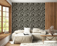 High-contrast Modern Tribal Maze Wallpaper pattern.
