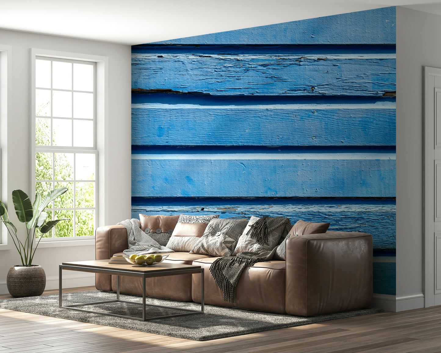 Realistic wood Aqua Wood Wall Wall Mural grain pattern.
