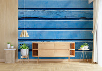Distressed painted Aqua Wood Wall Wall Mural surface look.