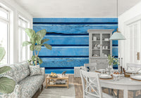Rustic textured Aqua Wood Wall Wall Mural planks.