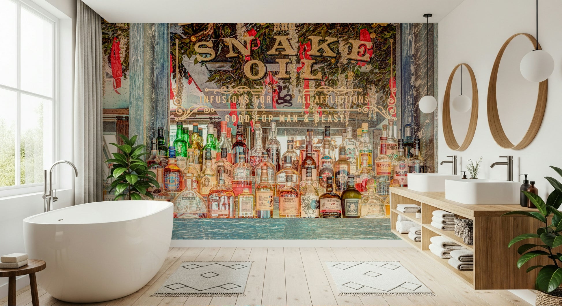 Maximalist bar stock Elegant Bar Interior Wall Mural design