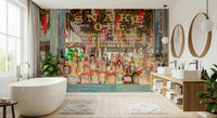 Maximalist bar stock Elegant Bar Interior Wall Mural design