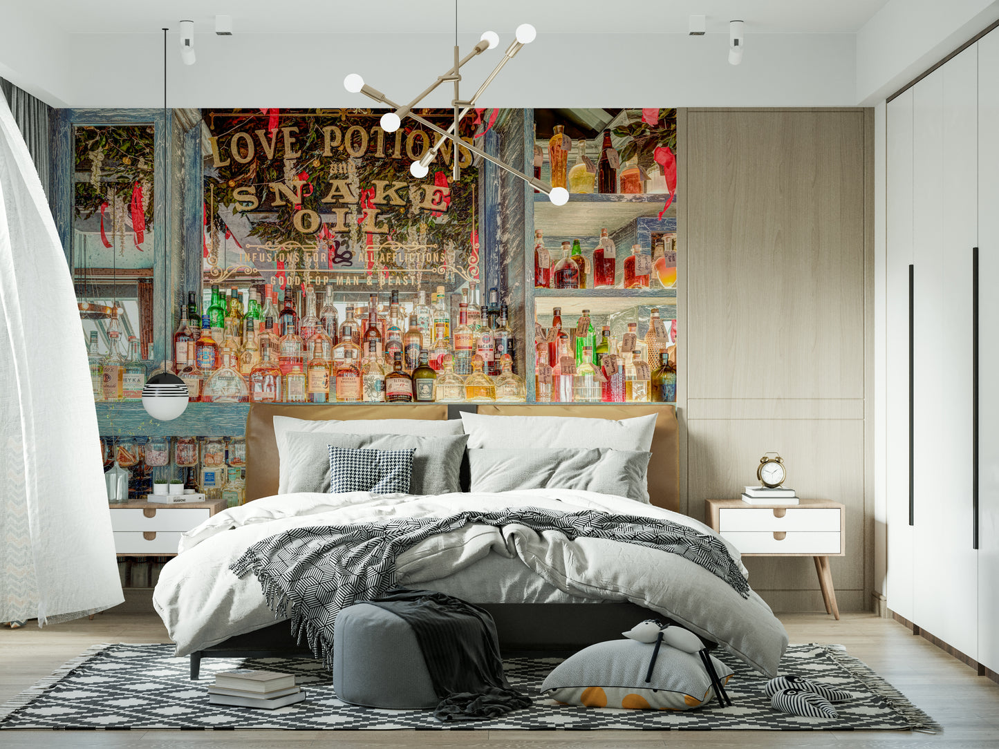 Unique apothecary bar sign Elegant Bar Interior Wall Mural