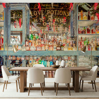 Rustic wooden bar Elegant Bar Interior Wall Mural centerpiece