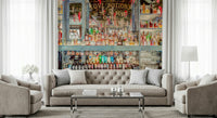 Vibrant liquor display for Elegant Bar Interior Wall Mural