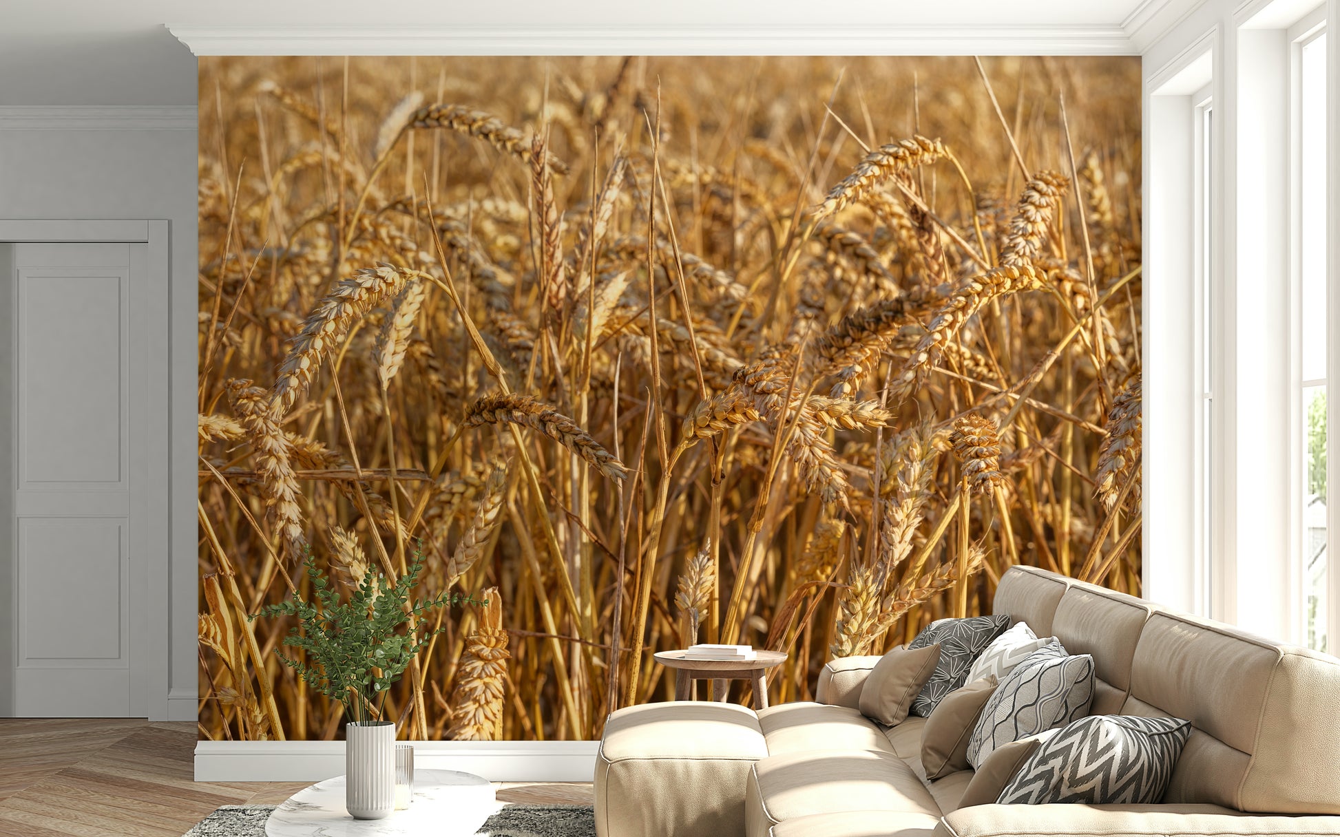 Peaceful scenery Golden Wheat Field Bliss Wall Mural