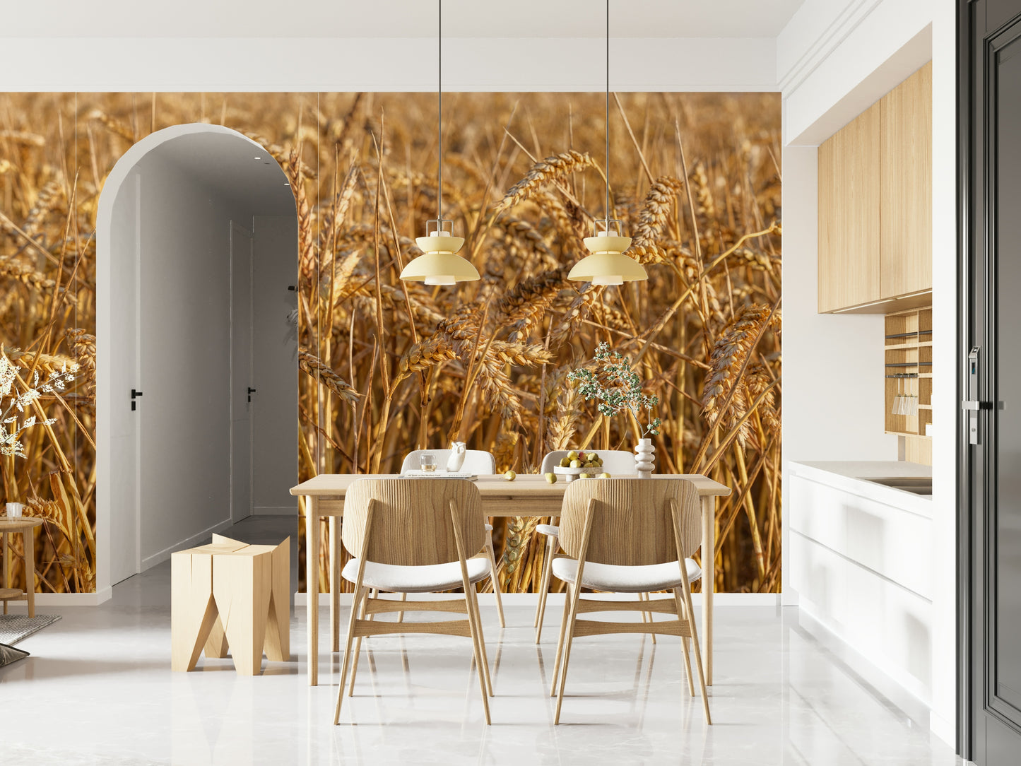 Farm field imagery Golden Wheat Field Bliss Wall Mural