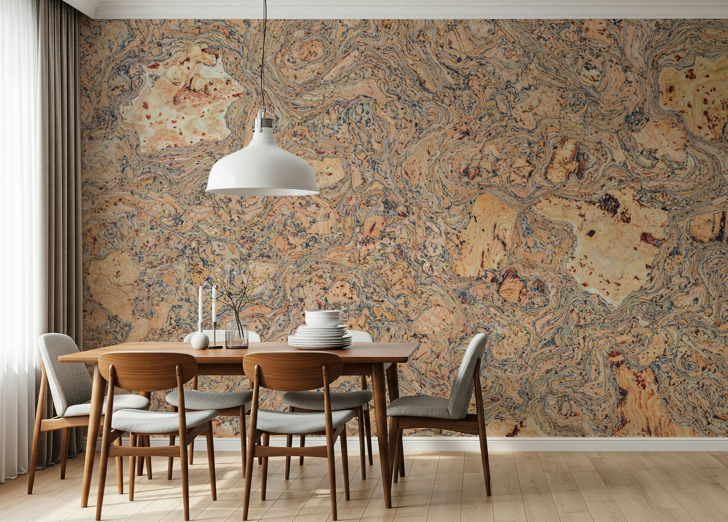 Organic appearance of Rustic Natural Cork Pattern Wall Mural