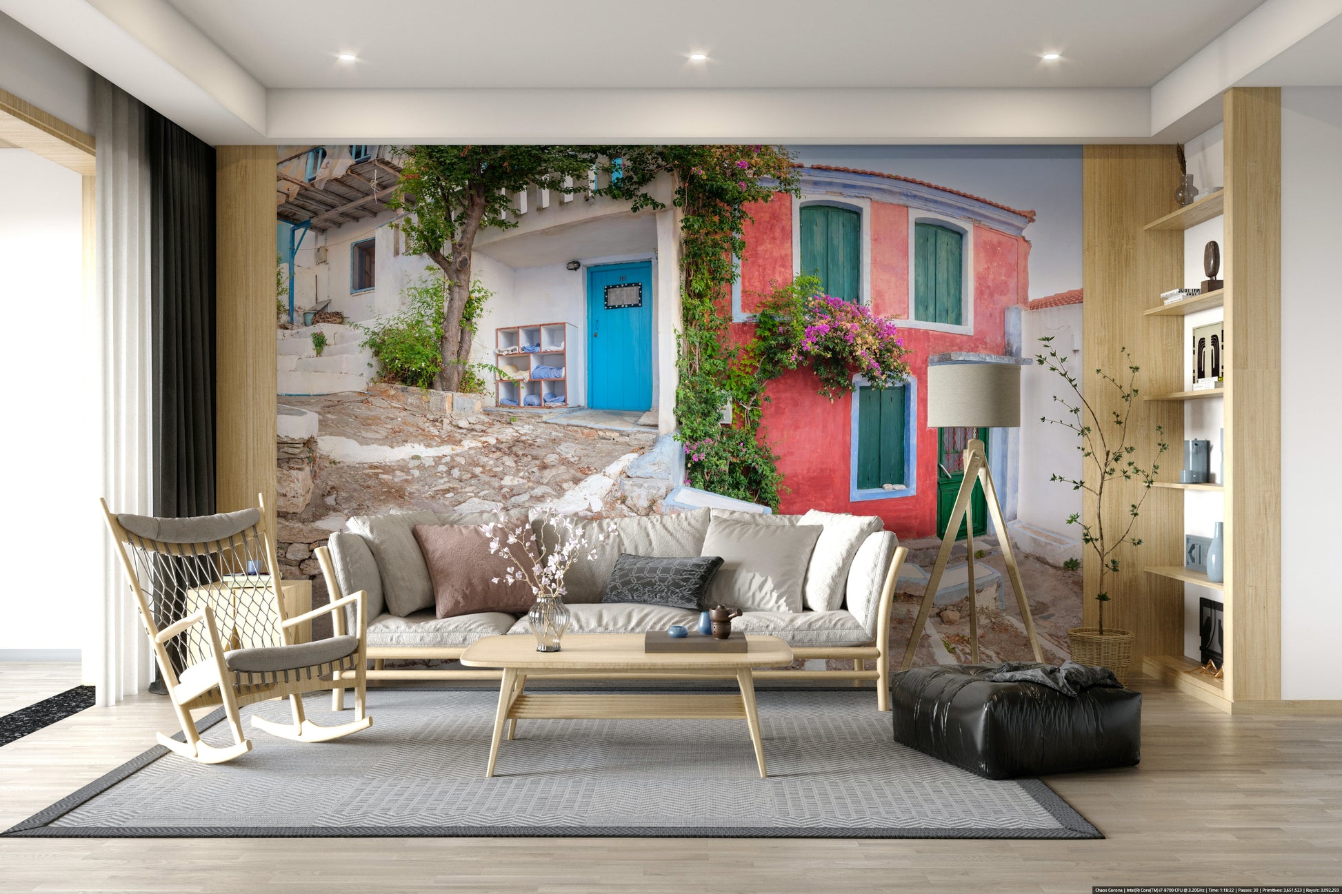 Rustic stone pathway Coastal Cottage Charm Wall Mural scene