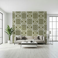 Textured light neutral Tribal Herbs Motif Wallpaper pattern