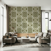 Tribal Herbs Motif Wallpaper unique repeating line shapes