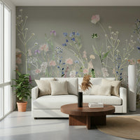 Field of flowers as a tranquil Wildflower Symphony Wall Mural