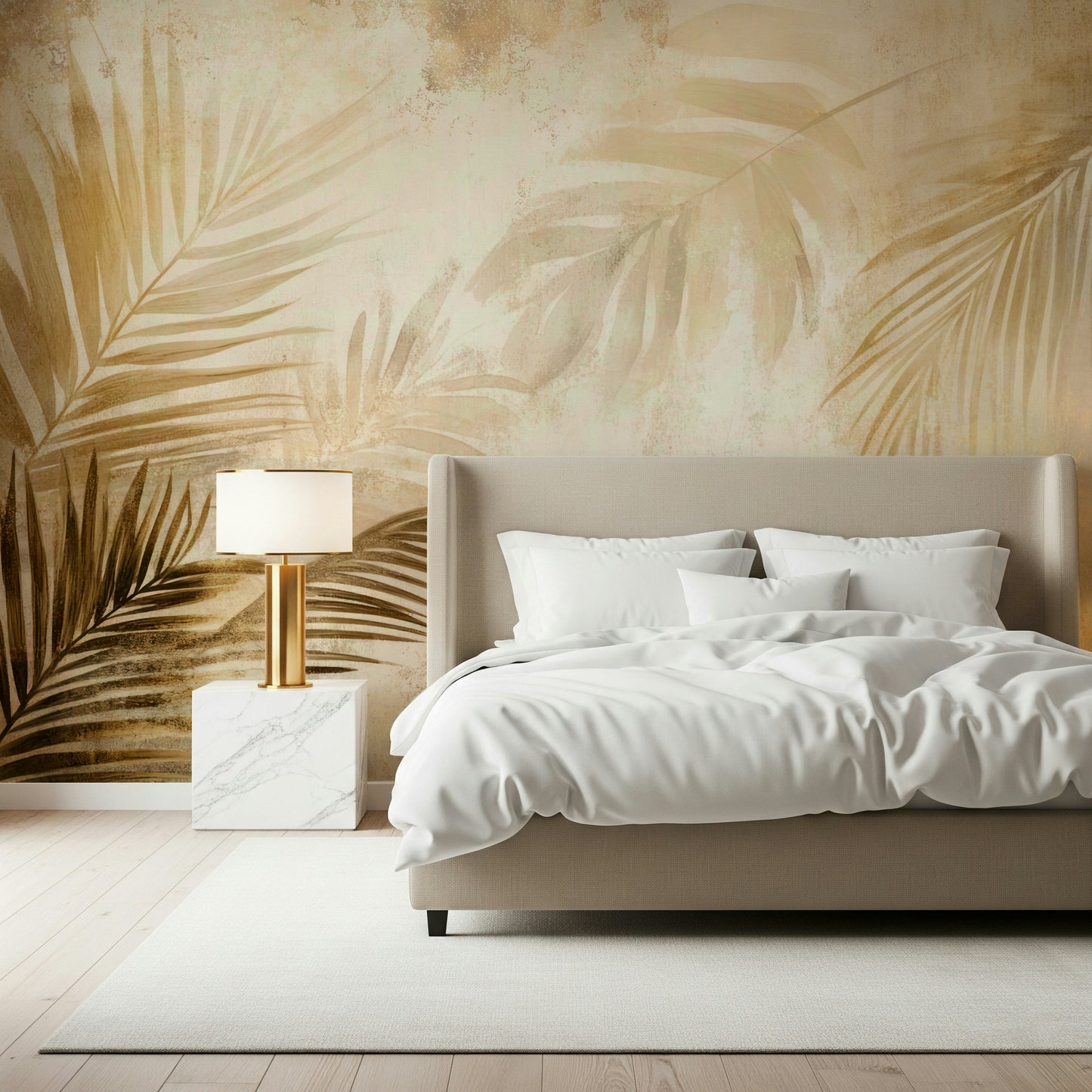 Stunning Golden Palms Wall Mural, featuring abstract palms.