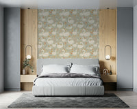 Fairytale-inspired design of the Swan Lake Dreams Wallpaper with gentle neutral and blush tones.