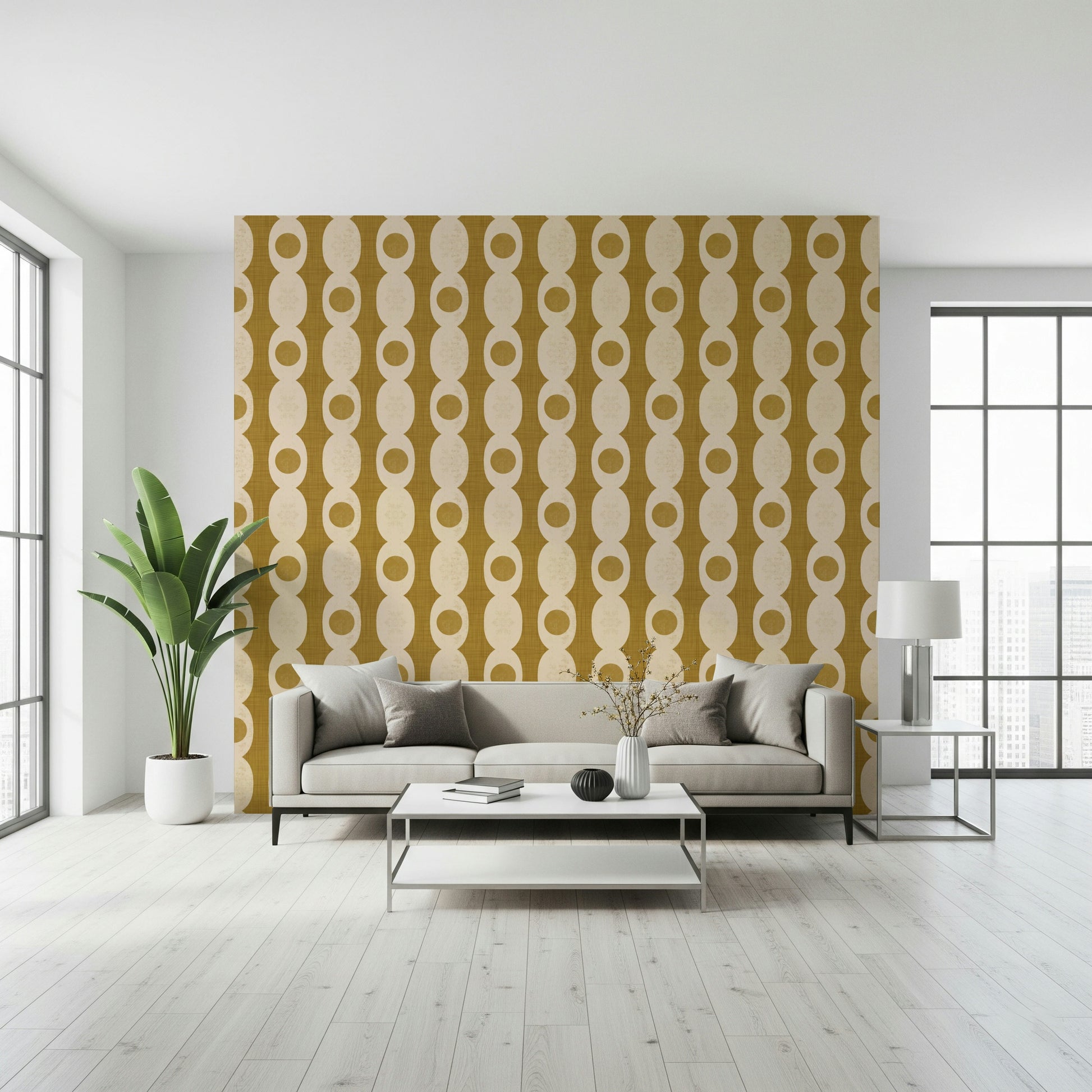 Rich color palette Retro Ovals Wallpaper accent wall