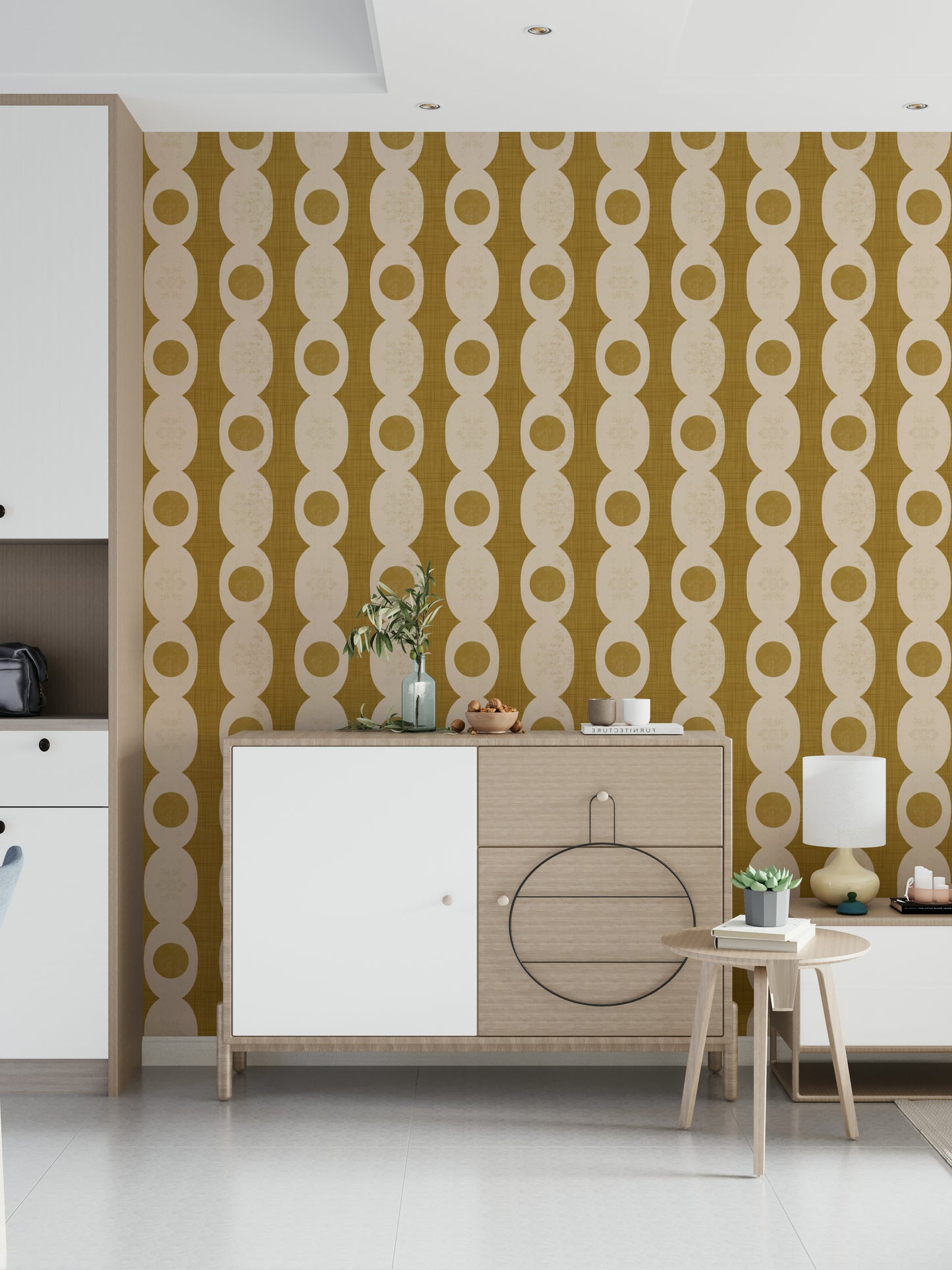 Stylish unique Retro Ovals Wallpaper wall covering