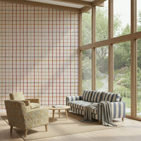 Kitchen accent with Cozy Checkered Warmth Wallpaper geometric design.