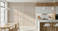 Hand-painted red lines on Cozy Checkered Warmth Wallpaper.