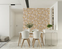 Cheerful retro Sunny Day Blooms Wallpaper floral pattern.