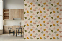 Olive green Heartfelt Harmony Wallpaper heart silhouette detail.