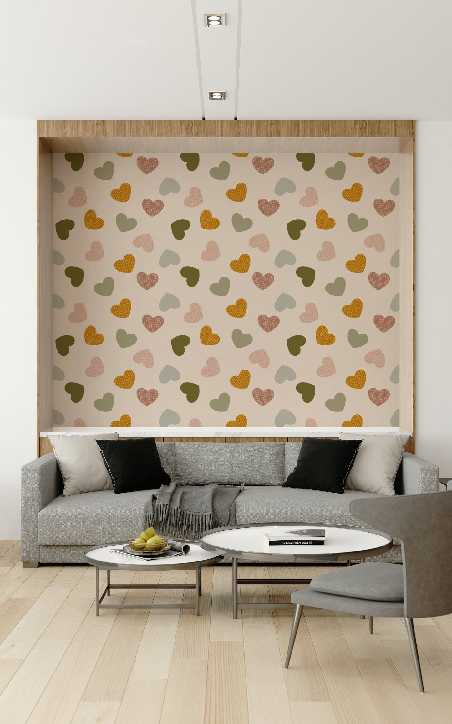 Charming interior Heartfelt Harmony Wallpaper decor print.