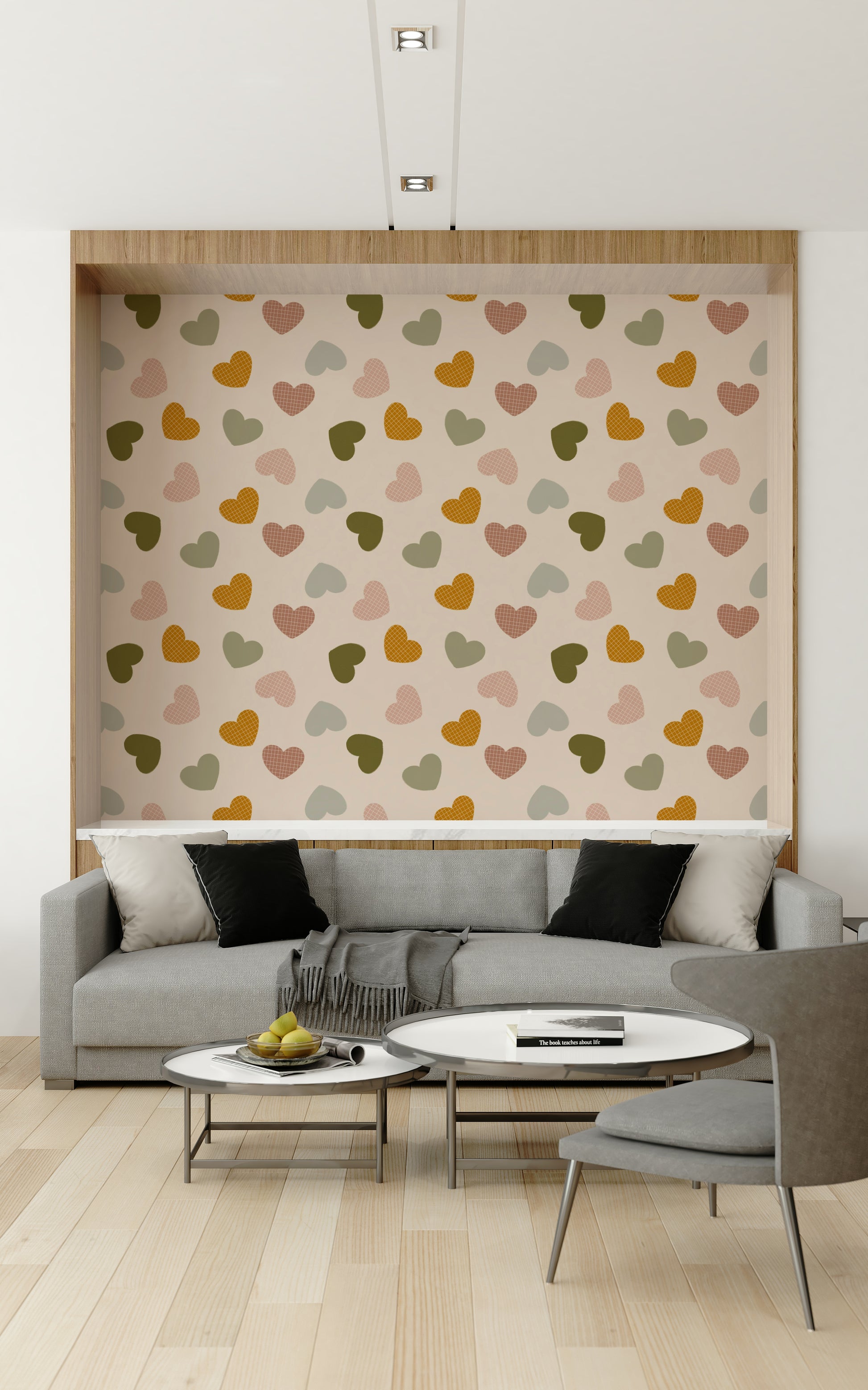 Charming interior Heartfelt Harmony Wallpaper decor print.