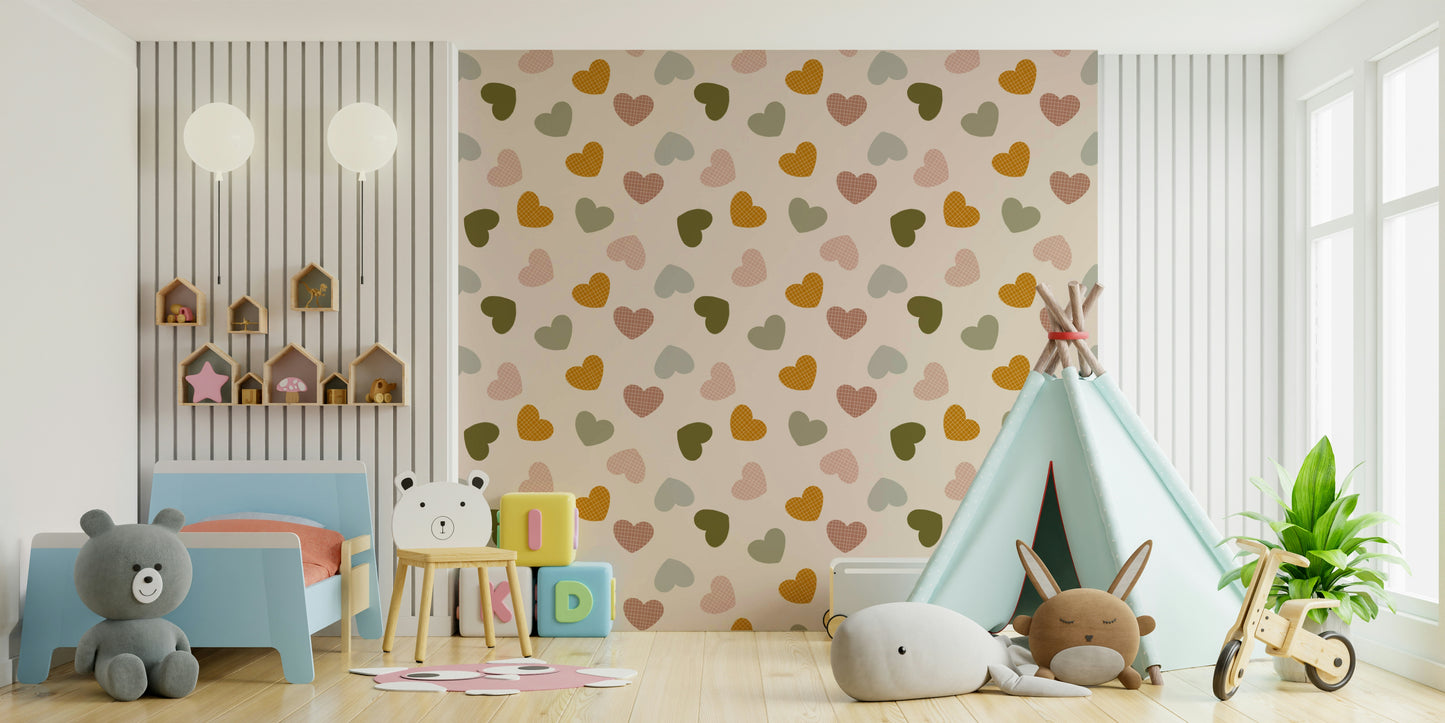 Cheerful hearts Heartfelt Harmony Wallpaper repeating pattern.