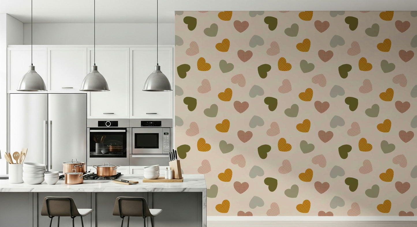 Muted earth Heartfelt Harmony Wallpaper tone shapes graphic.