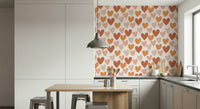 Warm repeating Earthy Hearts Wallpaper pattern visual.